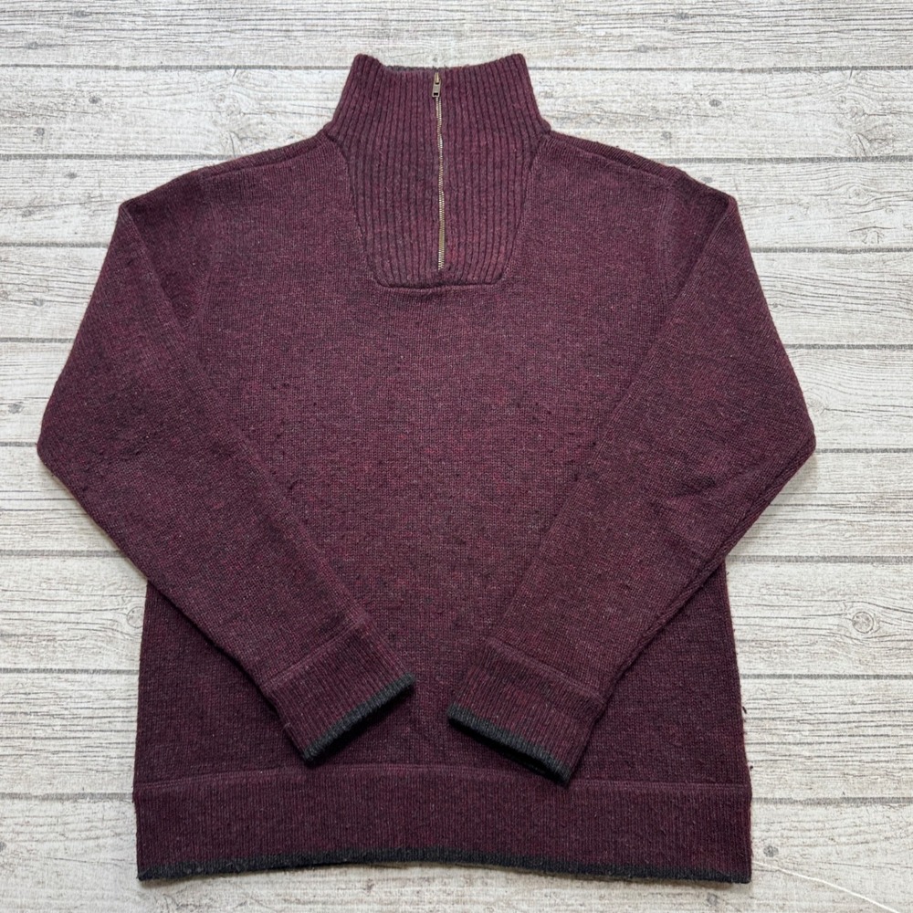 Irelandseye Sweater Men's S Burgundy Quarter Zip Wool Knitted Pullover Ireland